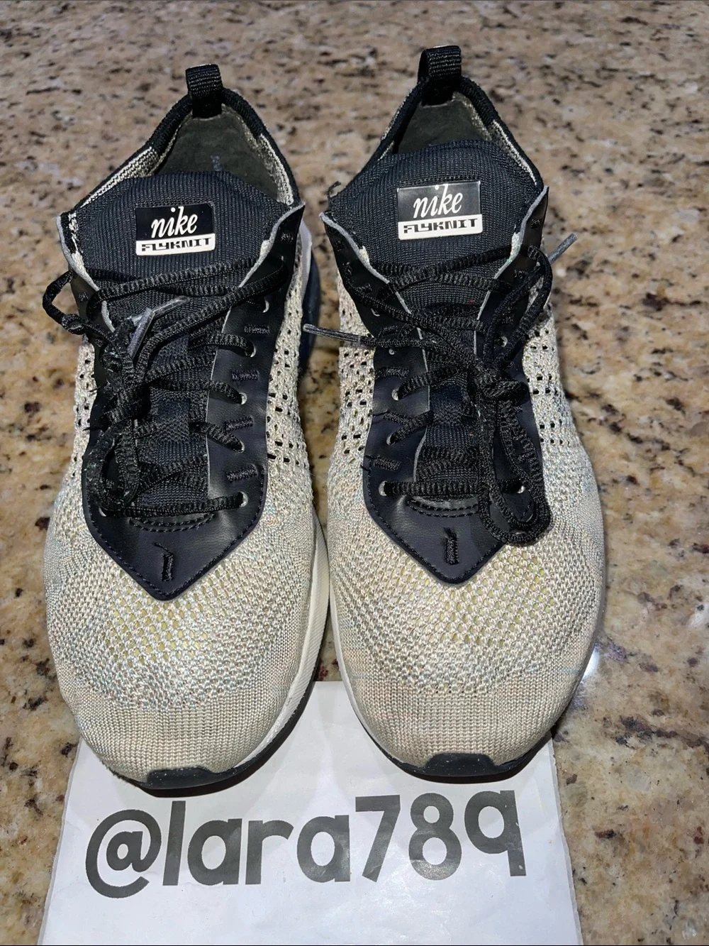 Nike Air Max Flyknit Racer Athletic Sneakers in Beige and Black